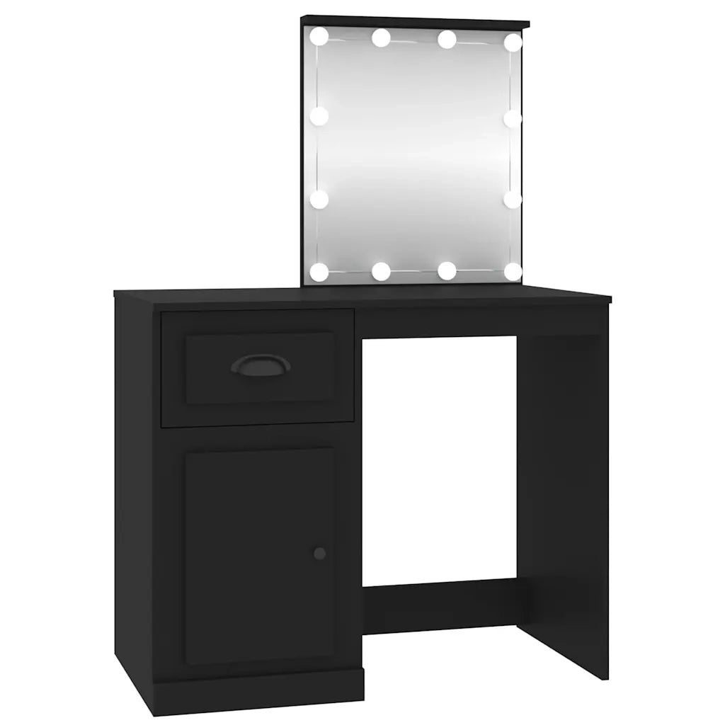 Toeletta con LED Nera 90x50x132,5 cm Legno Multistratocod mxl 78319