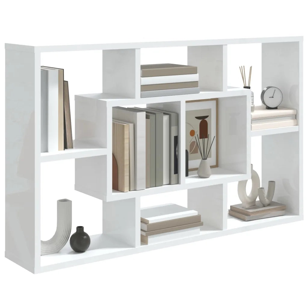 Scaffale Parete Bianco Lucido 85x16x52,5 cm Legno Multistrato 801424