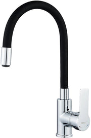 Kraan da cucina, kraan da cucina flessibile nero, kraan da cucina 360° girevole, kraan da cucina misto con aeratore idoneo per risparmio d'acqua (nero + cromato)