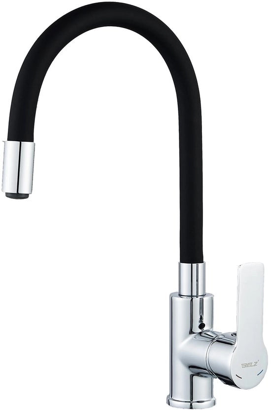 Kraan da cucina, kraan da cucina flessibile nero, kraan da cucina 360° girevole, kraan da cucina misto con aeratore idoneo per risparmio d'acqua (nero + cromato)