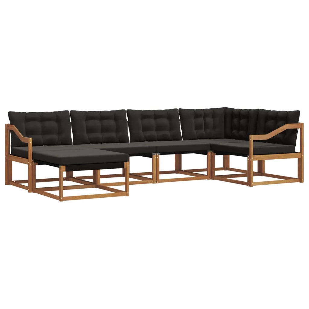 Set di divani da esterno con cuscino 6 pcs Naturale e Nero