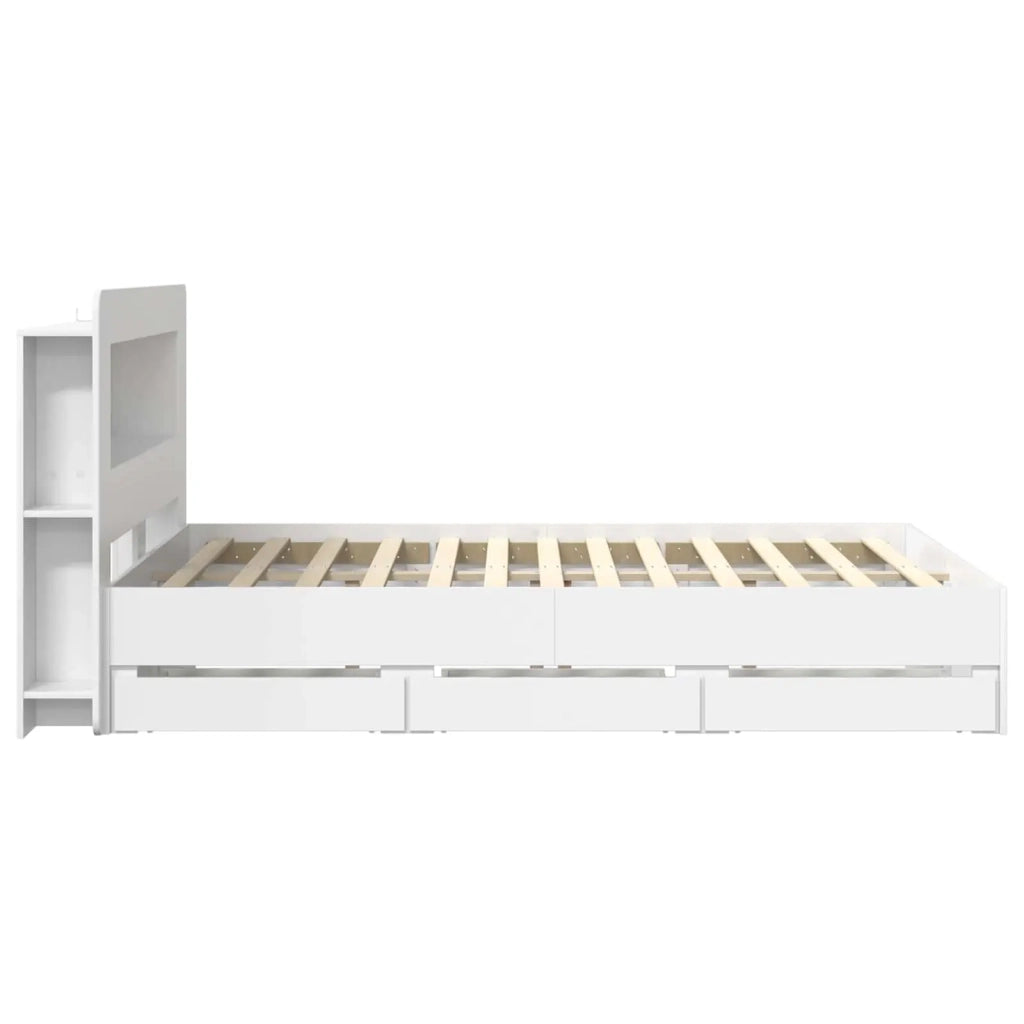 Struttura del letto con stoccaggio e testata Bianco 3434057
