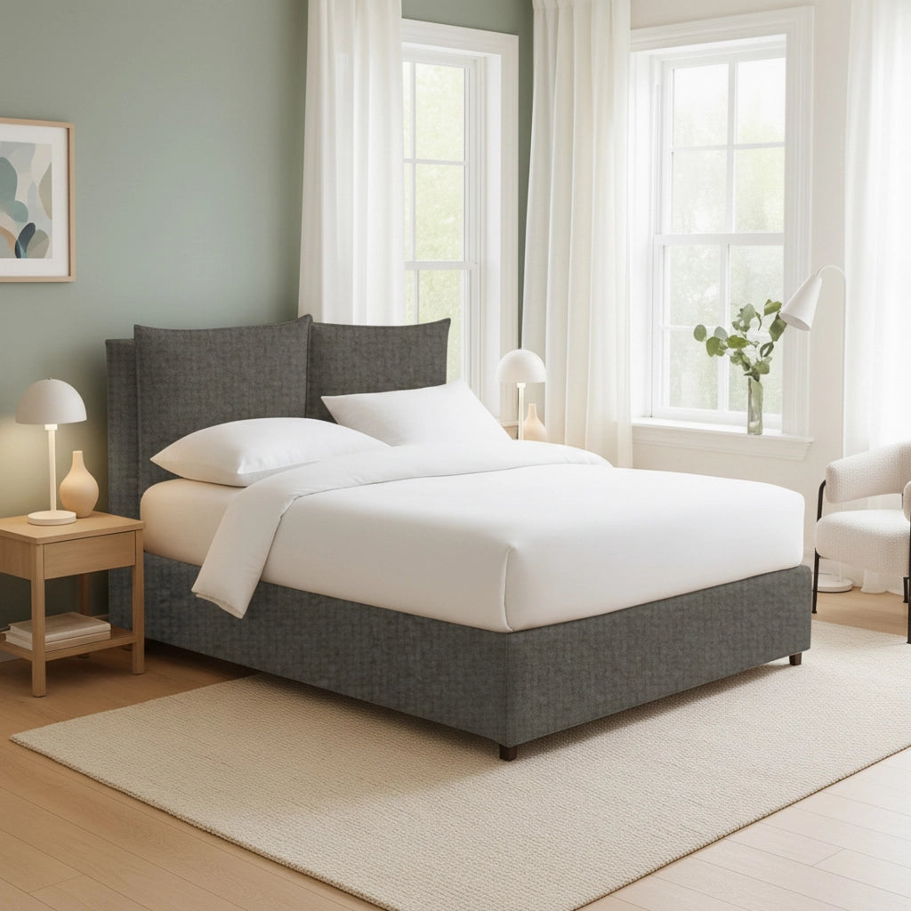 Penrith, Letto Singolo Sfoderabile Made in Italy, Grigio Tortora