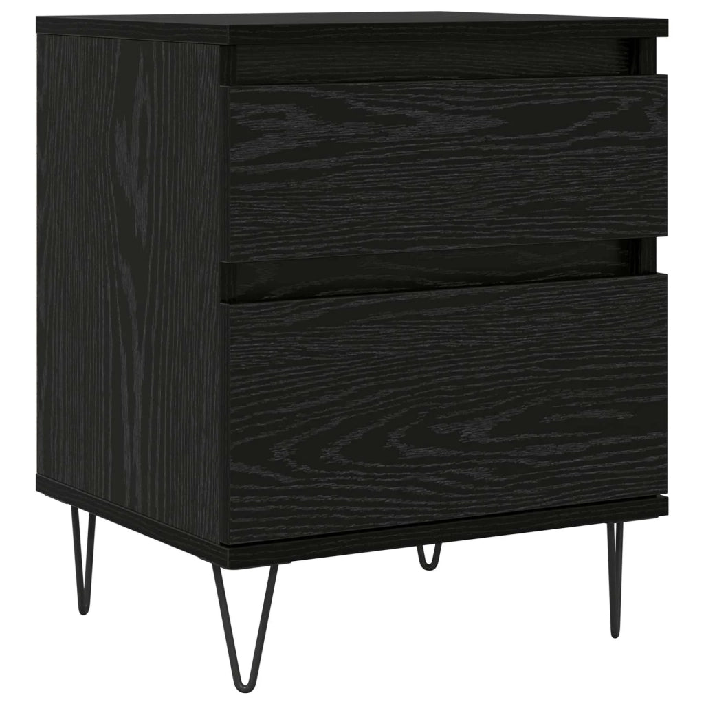 Comodino moderno con 1 pratico cassetto portaoggetti 40 x 35 x 50 cm in legno di rovere nero 02_0058406
