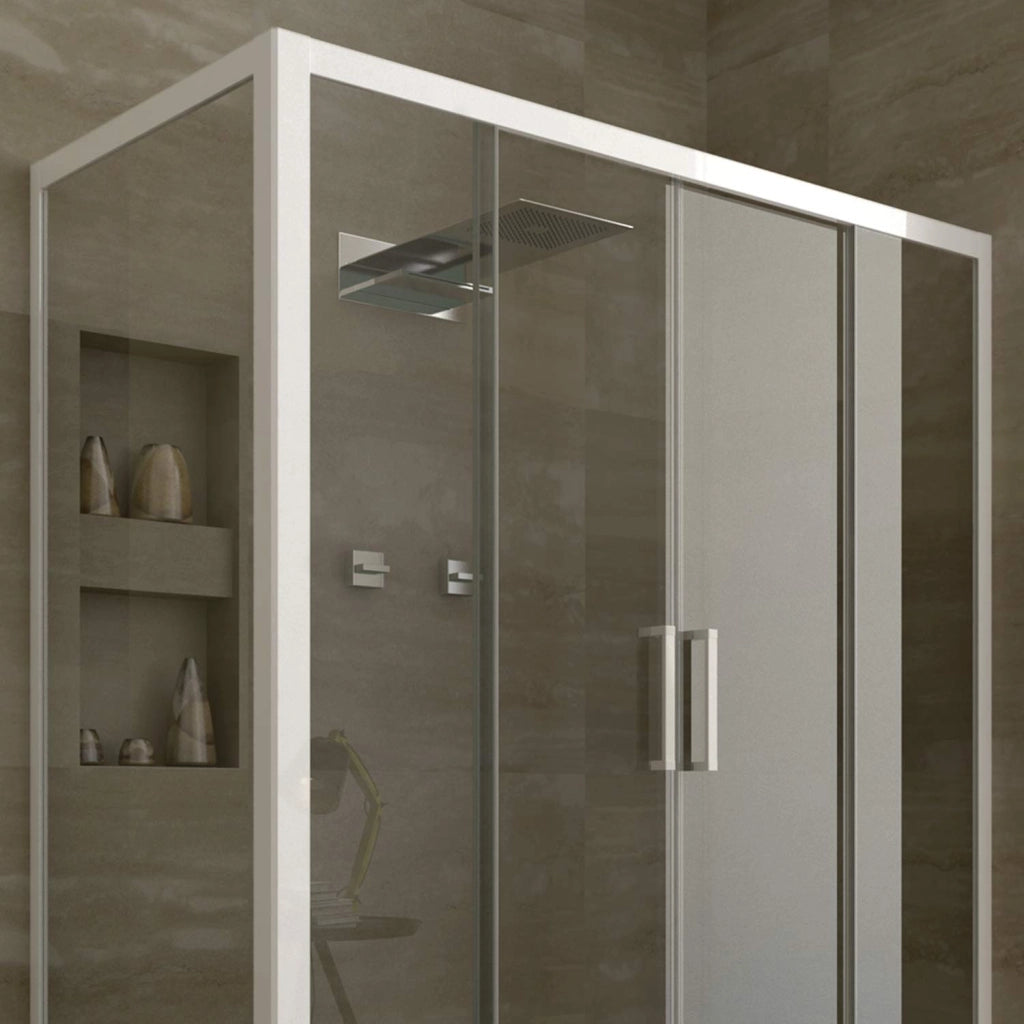 Box Doccia 80x150 CM H 200 Vetro Trasparente Profilo Bianco mod. Star 2 Ante