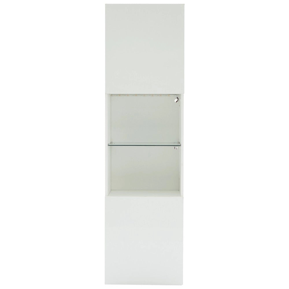 Vetrina con Illuminazione LED ¨C MINIMAL ¨C Bianco Lucido, 1 Ripiano in Vetro, 45x35x160 cm
