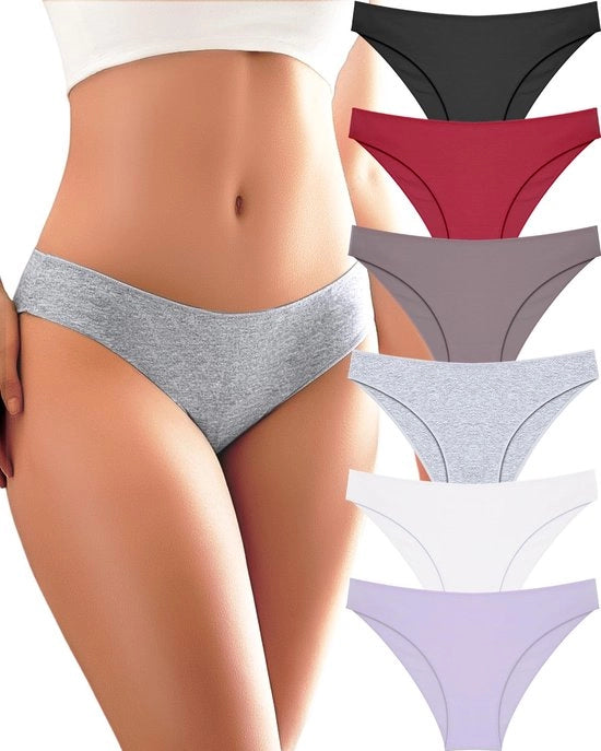 Set di slip per donna in cotone - 6 pezzi - Stile hipster - Adattabile - Comodo - Dimensioni S-XL - Sottovestiti per donna