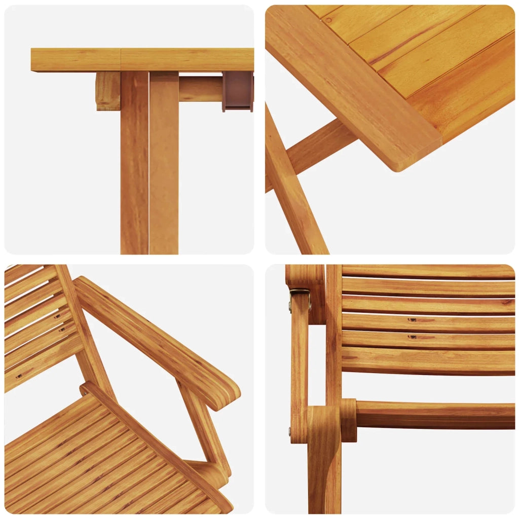 Set Bistro Pieghevole 3 pcs Marrone Legno di Acacia Massello 3375691