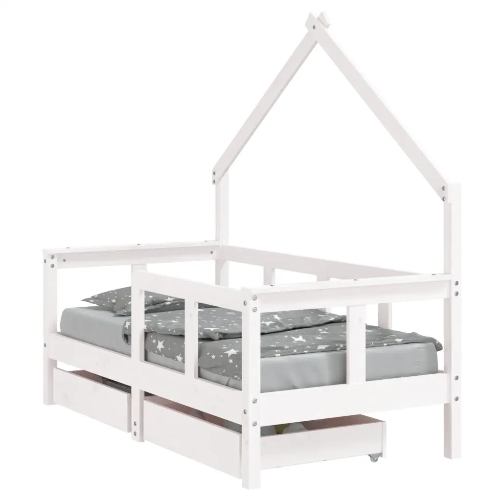 Giroletto Bambini con Cassetti Bianco 70x140cm Massello di Pinocod mxl 130195
