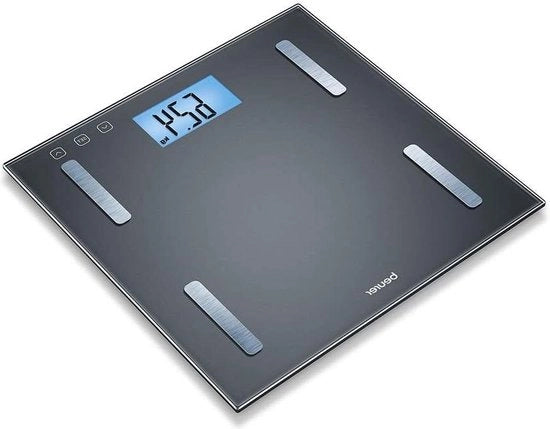 Ponderosimetro con misurazione del peso corporeo BF 180 con calcolo del BMI e grande schermo LCD - nero
