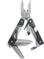 Strumento multifunzionale - forbice e 8 funzioni - Tool per splicing - alluminio/acciaio inox con morsa - per la cintura degli attrezzi - nero
