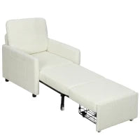 Poltrona letto rivestita in tessuto Teddy, 72 x 85,5 x 91 cm, Crema