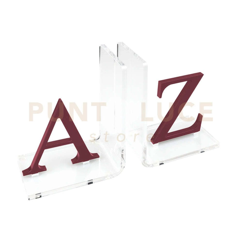 REGGILIBRO LETTERS IN CRISTALLO ACRILICO TRASPARENTE E VINACCIA
