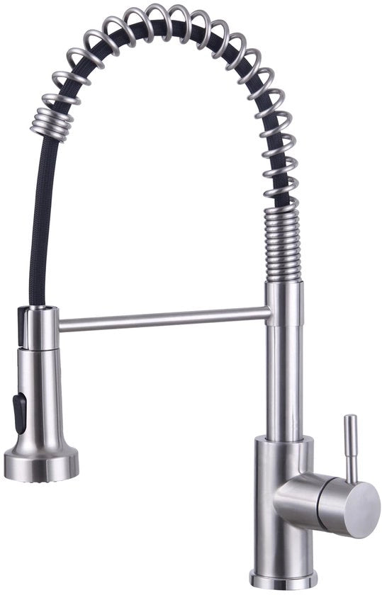 Spina da cucina a 2 posti, rubinetto cucina con doccia scorrevole in acciaio inossidabile 304, miscelatore a spirale per cucina, rubinetto cucina a 360° girevole, finitura liscia.
