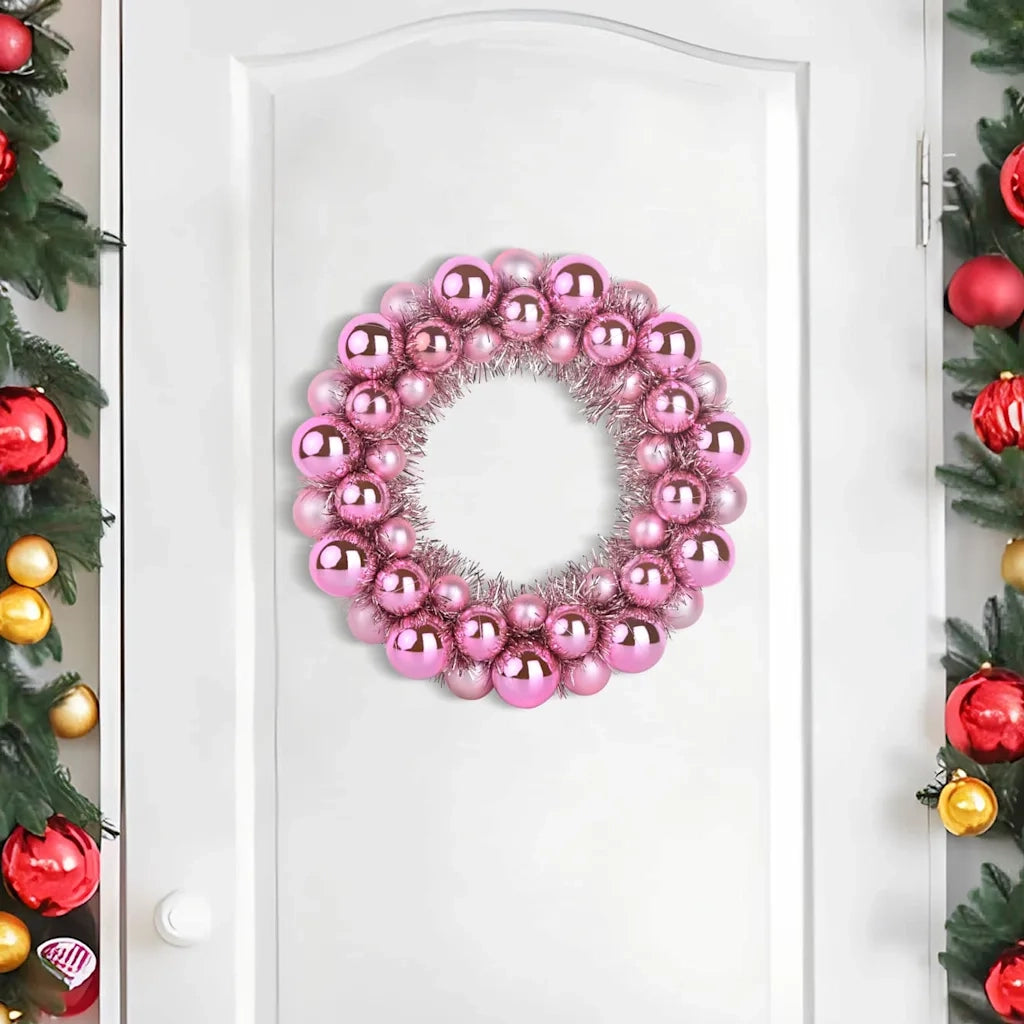 Corone di Palline di Natale 2 pz Rosa 33 x 33 x 7 cm CFW6067595