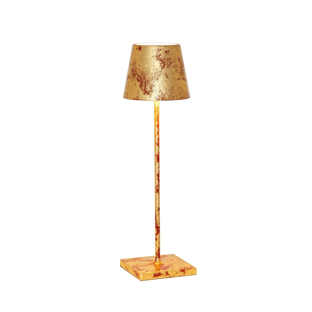 Lampada a led da tavolo Poldina Pro Rossa Foglia Oro Craquelè ricaricabile e dimmerabile con batteria fino a 12 ore