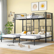 Letto a castello triplo funzione tavolo metallo nero 90x200 cm