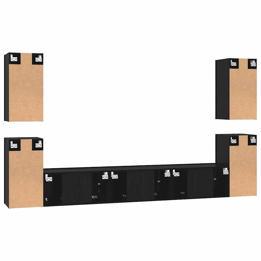 vidaXL Set mobile TV 7 pcs Rovere nero 60 x 30 x 30 cm