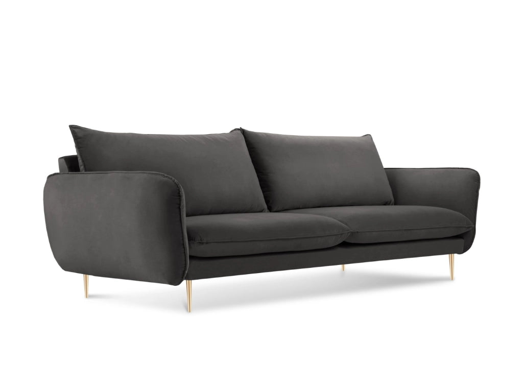 Cosmopolitan Design - Divano "Vienna" 4 posti in velluto grigio scuro 