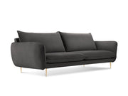 Cosmopolitan Design - Divano "Vienna" 4 posti in velluto grigio scuro 