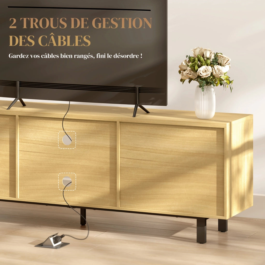 Mobile TV per TV fino a 65 pollici ¨C zephmum ¨C legno naturale 160x35x55,5cm