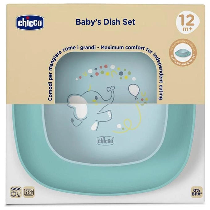 Chicco Set Pappa Ciotola e Piatto Piano 12m+ Utilizzabile nel Microonde