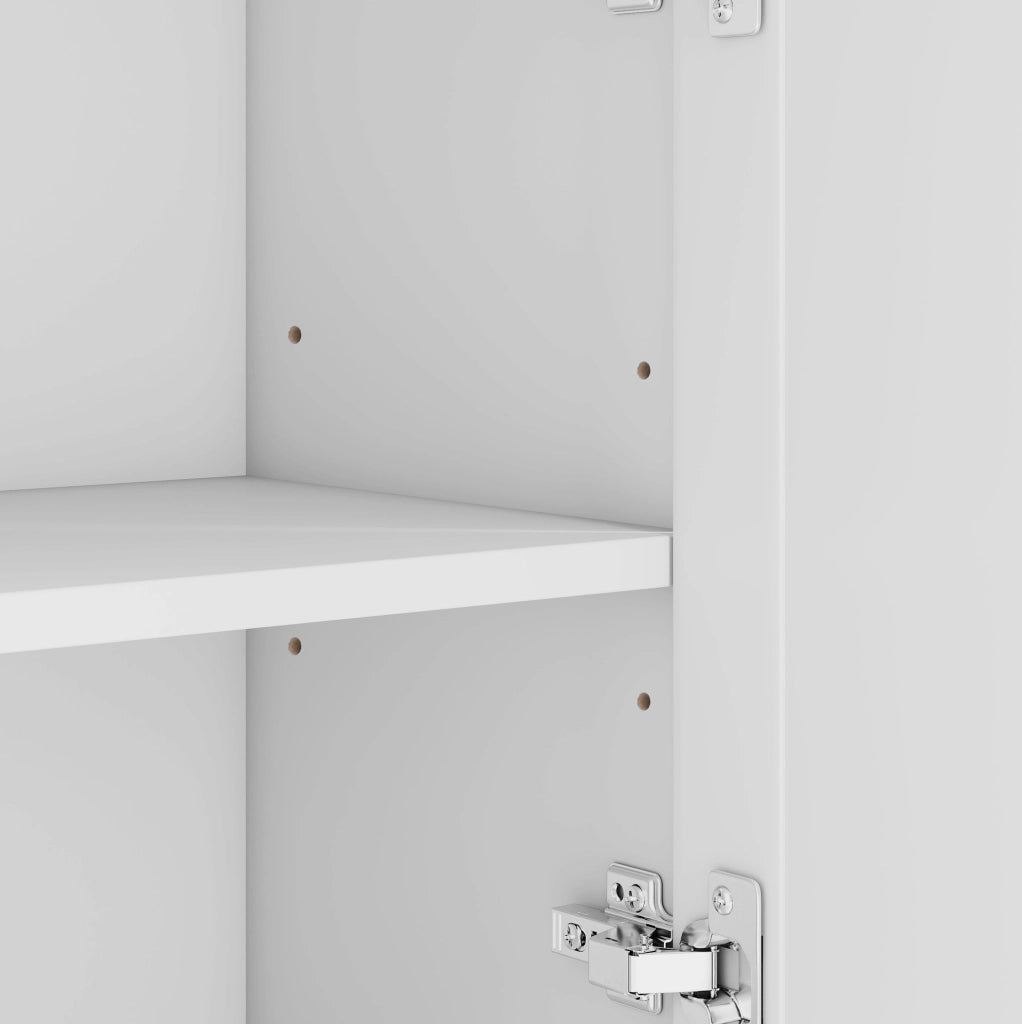 Armadio bagno bianco 56x25,6x167 cm con 3 cassetti, ripiani regolabili e design moderno