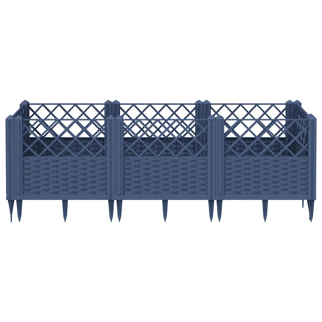 Fioriera | Cassetta per fiori | Vaso Giardino Picchetti Grigio Blu 123,5x43,5x43,5 cm PP