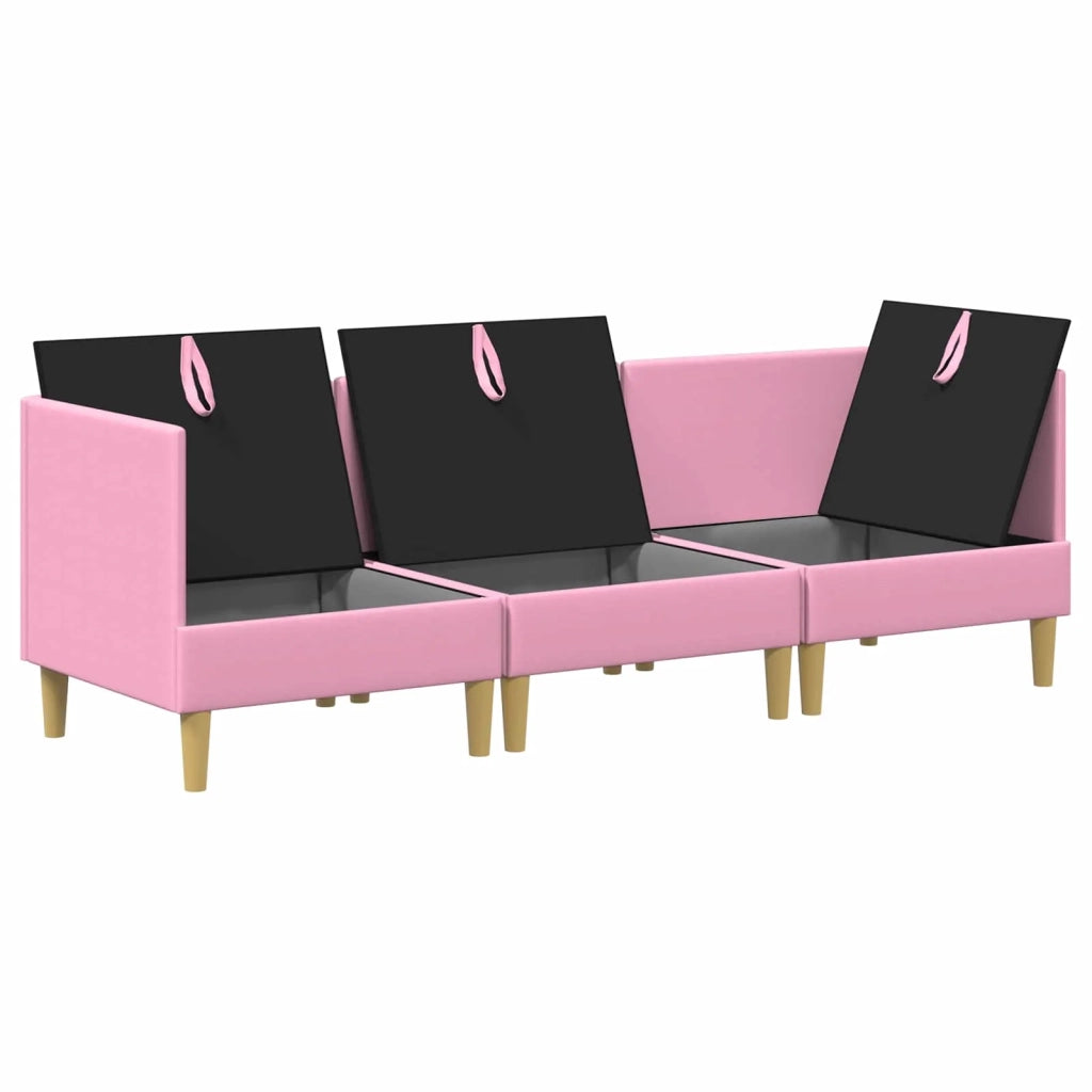 Set di divani modulari con spazio di archiviazione 3 pcs Rosa