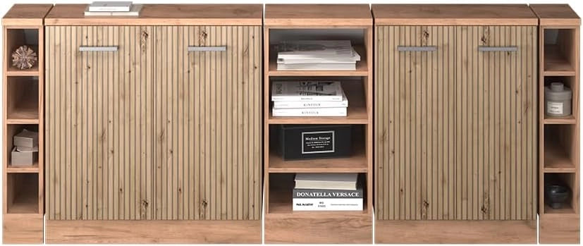 Set di mobili sottotetto Rion, Rovere artigianale, 210 cm Set di 5 carcasse armadio profondità 60 cm, adatto per il salvaspazio sotto tetti spioventi