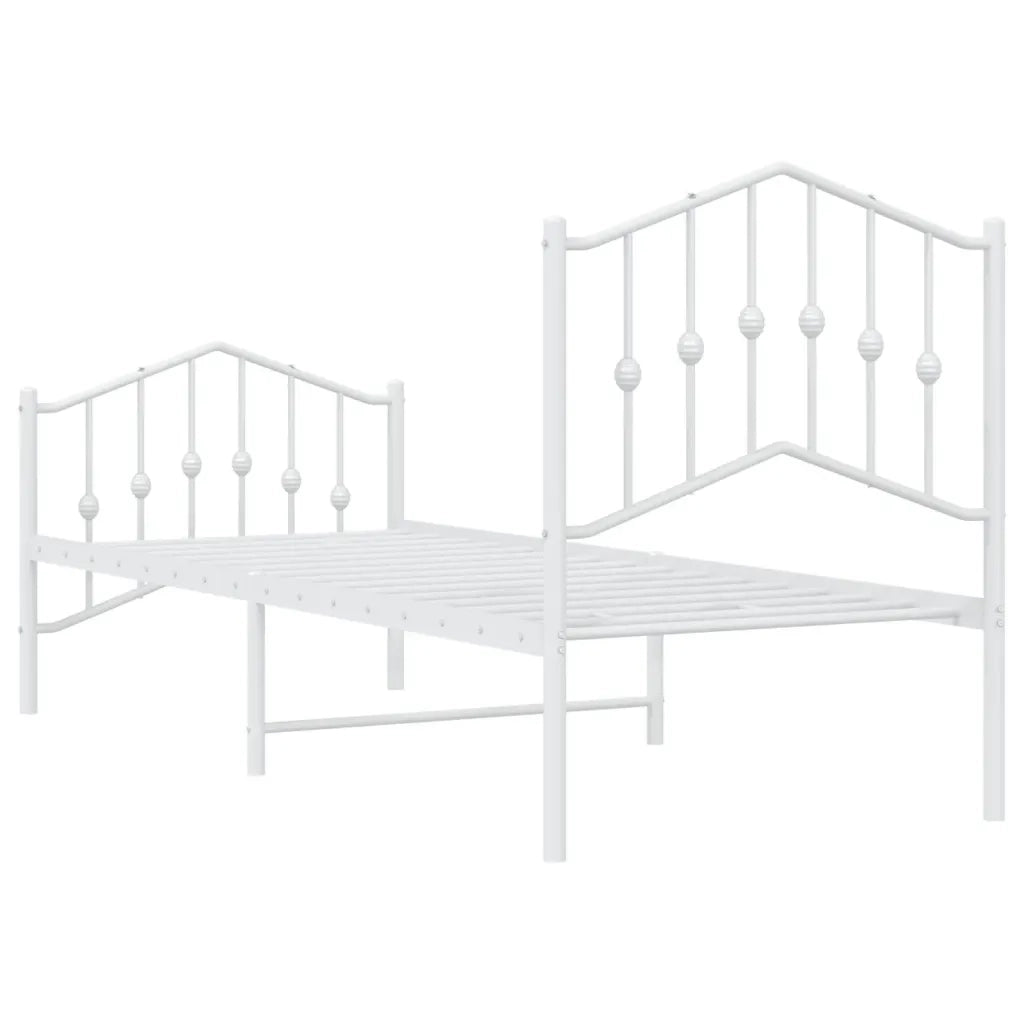 Giroletto con Testiera e Pediera Metallo Bianco 75x190 cm