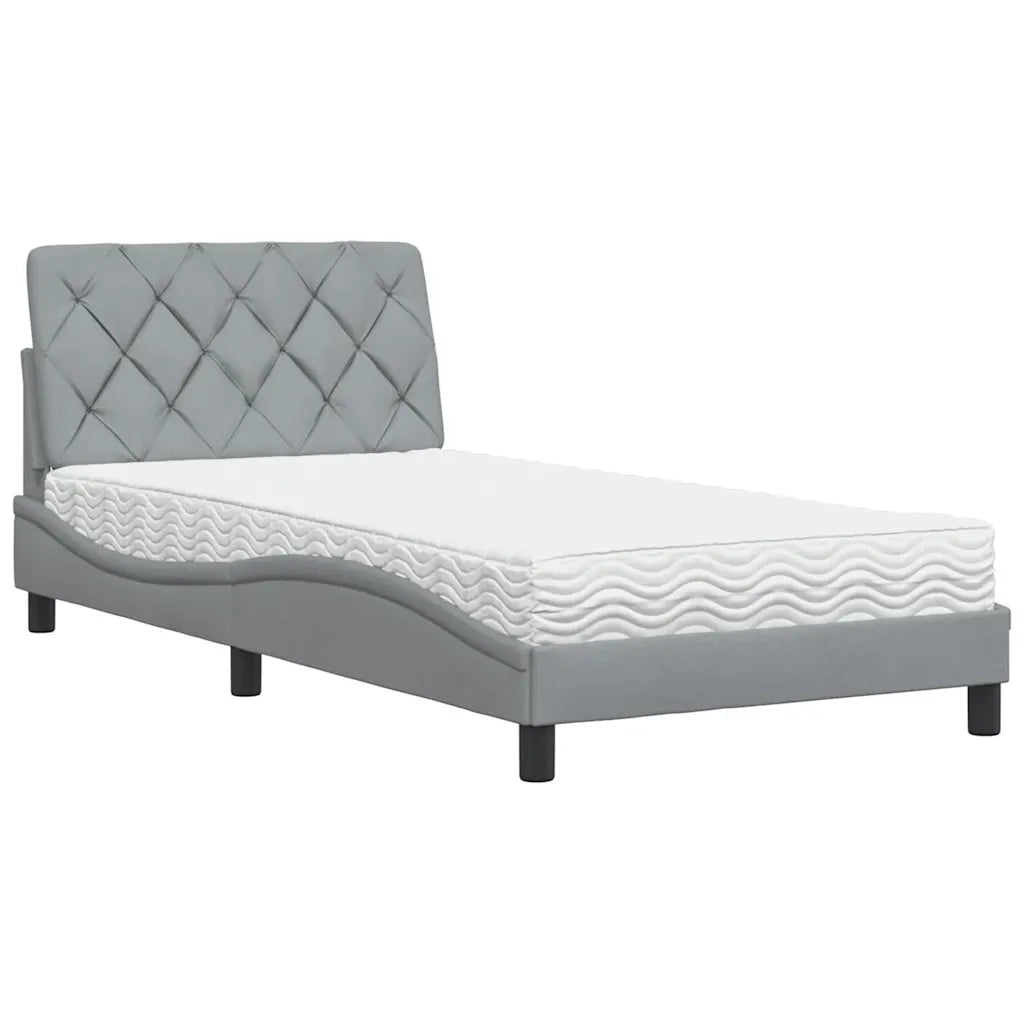 Letto con Materasso-Struttura Letto con Materasso Grigio Chiaro 100x200 cm in Tessuto
