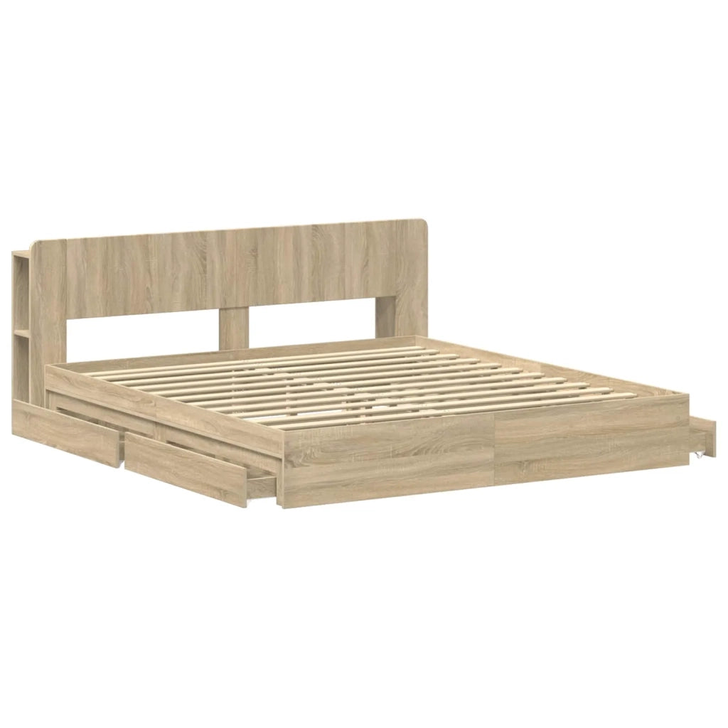 Telaio del letto con storage Rovere Sonoma 180 x 200 cm