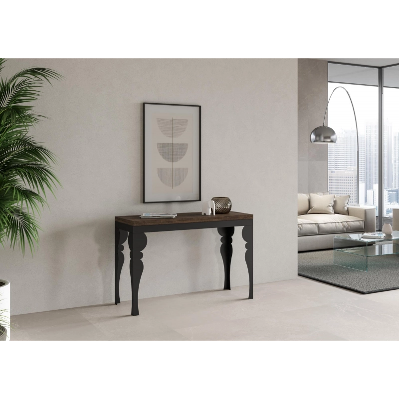Tavolo apribile 120x45/90 cm Paxon Double telaio Antracite - Noce