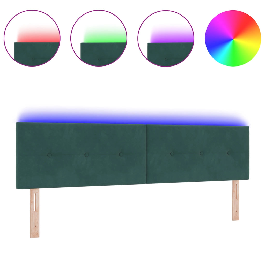 Testiera LED  Button Tufted Verde Scuro 90 cm in Velluto