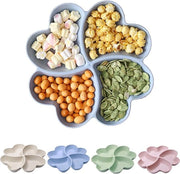 Set di 4 piatti per snack creativi, piatti per snack con compartimenti, piatti per snack grandi, per bambini, antiscivolo e piatti per snack sostenibili con compartimenti per snack, noci, dessert, frutta e contenitore per snack.