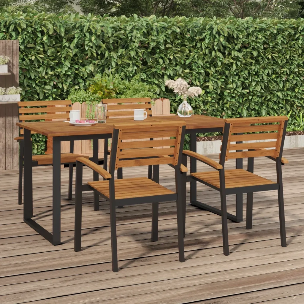 Tavolo Giardino con Gambe a U 160x80x75cm Legno Massello Acacia 319512