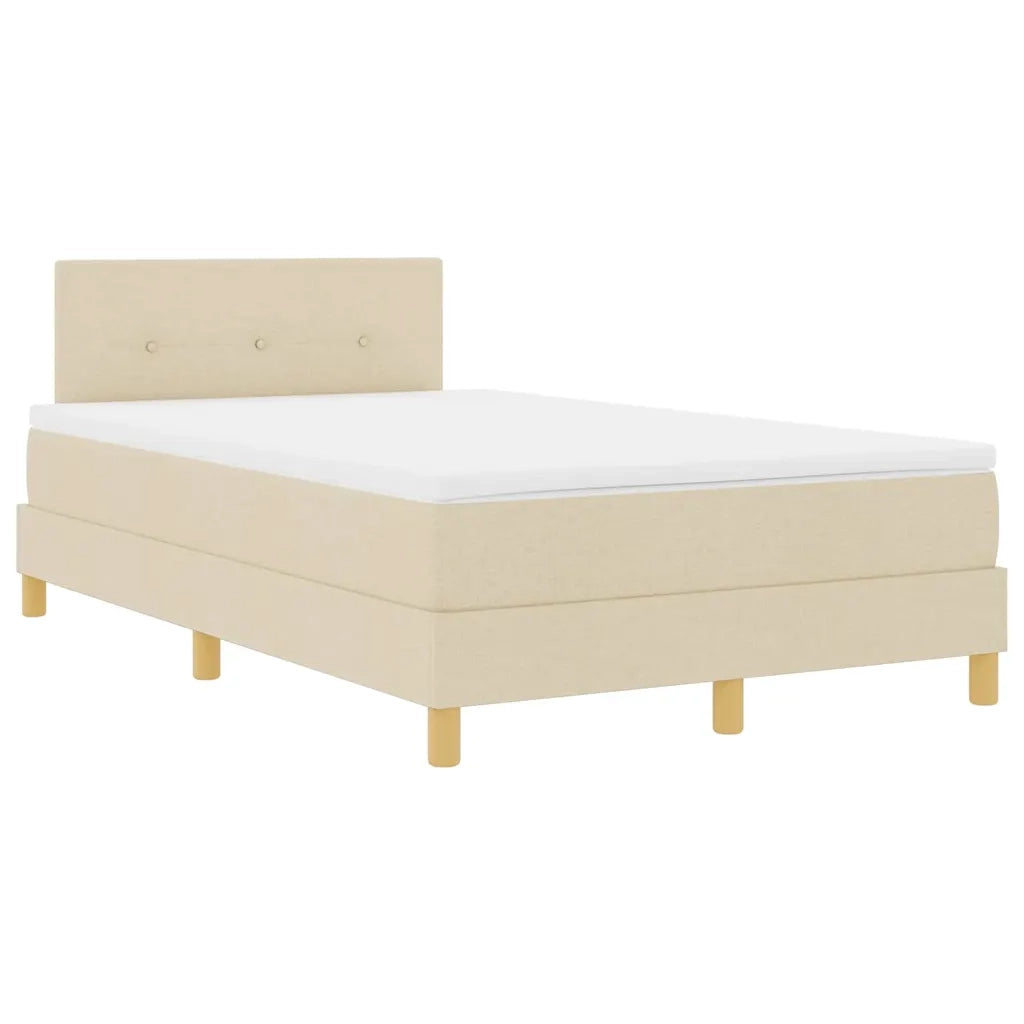 Letto a Sorgente LED con materasso Crema 120 x 200 cm Tessuto 3342434