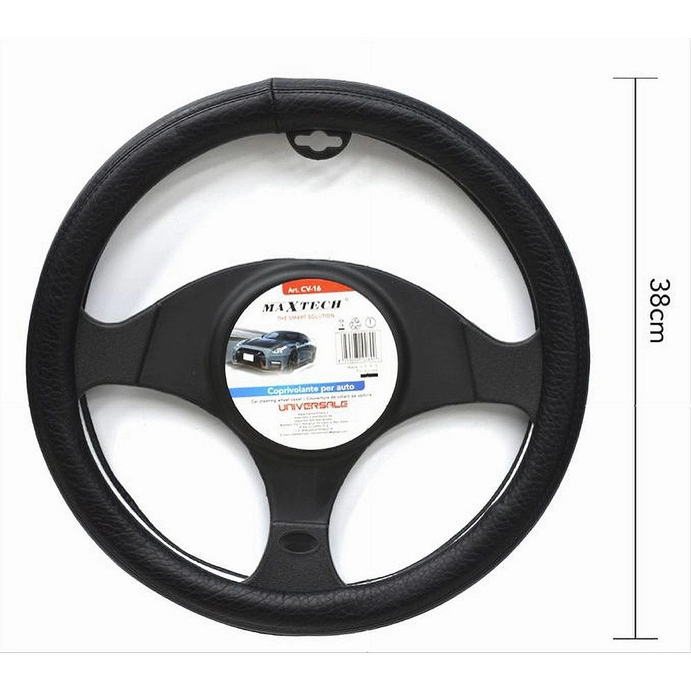 Trade Shop - Coprivolante Auto Copertura Fodera Protezione Sterzo Universale 38 Cm Nero Cv-16 -