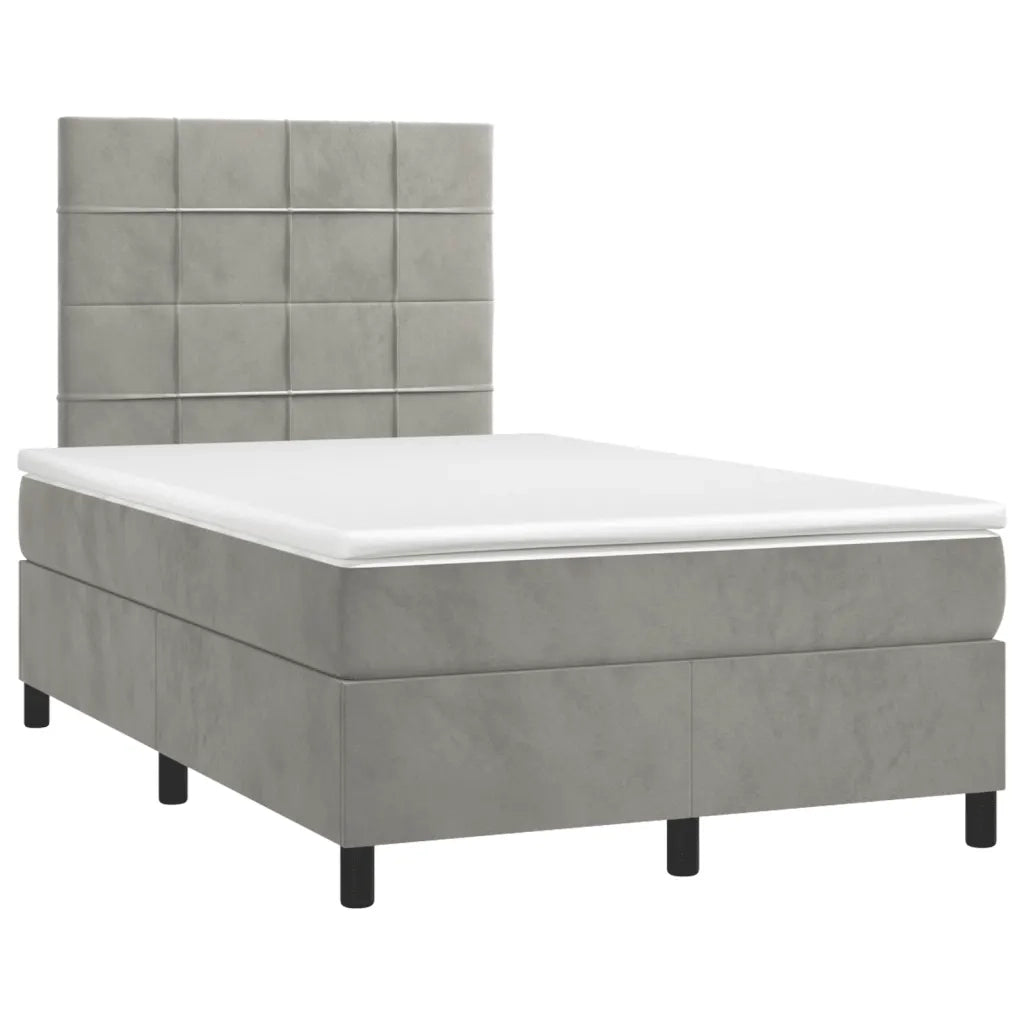 Giroletto a Molle con Materasso Grigio Chiaro 120x190cm Velluto