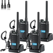 Radiocomunicatore a 4 pezzi IP54 impermeabile con ricezione NOAA-scan stazione di ricarica USB cuffie originali nero