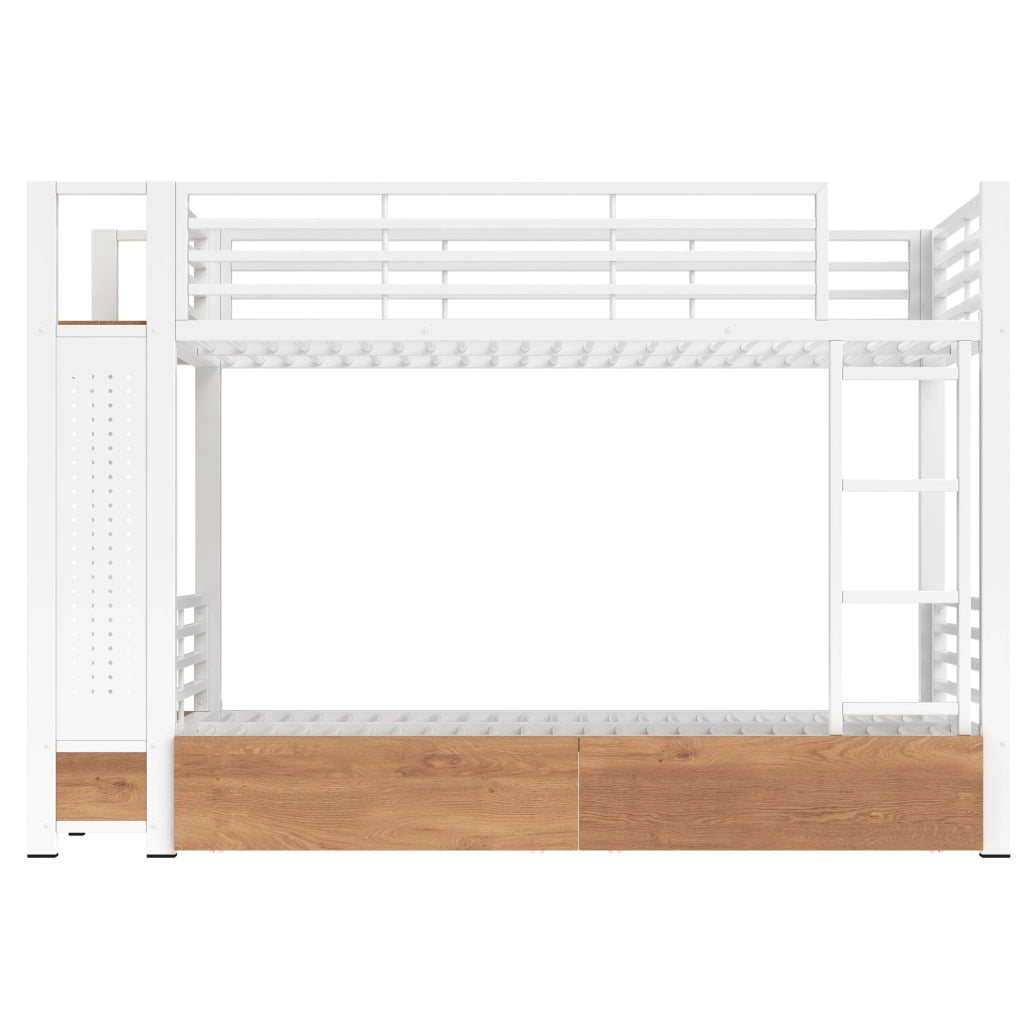 Letto a castello 90 x 200 cm con cassetti, LED e struttura in metallo