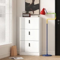 Scarpiera a 3 ante per 18 paia in legno 63 x 24 x 117 cm Bianco