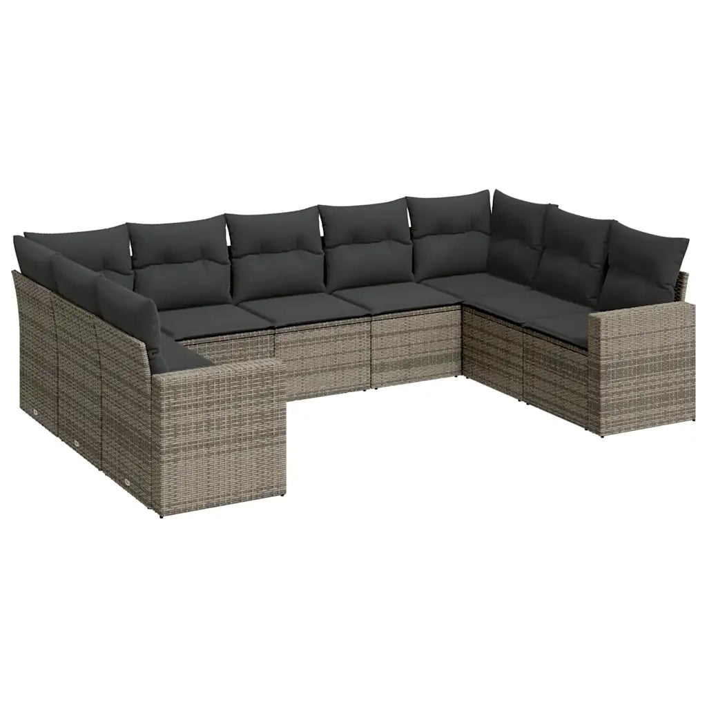 Set Divano da Giardino 9 pz con Cuscini Grigio in Polyrattan 3251737