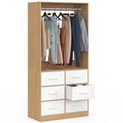 IDMarket - Armadio UPPAH L. 80 cm con 6 cassetti in faggio e bianco