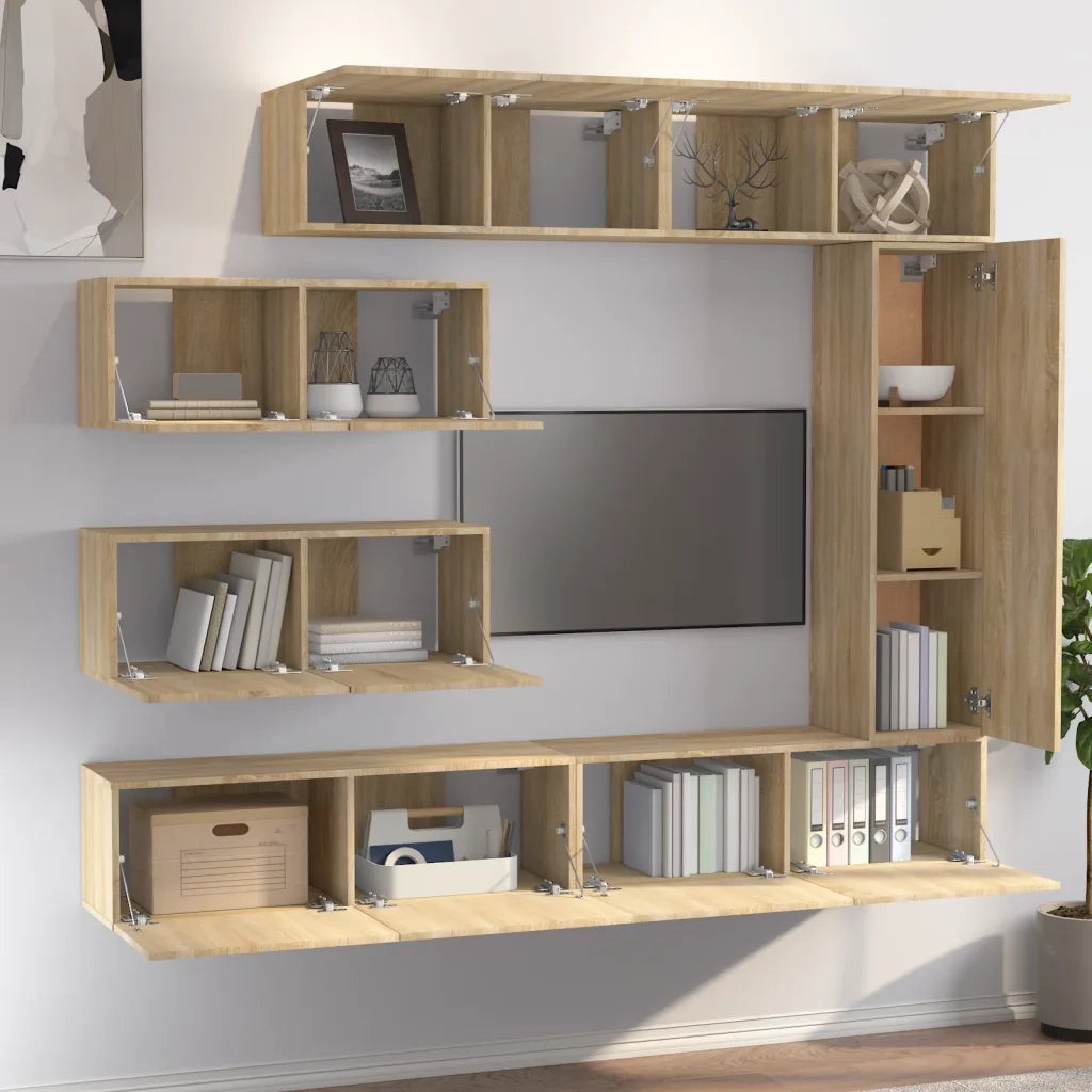 Set di Mobili Porta TV 7 pz Rovere Sonoma in Legno Multistrato 3114560