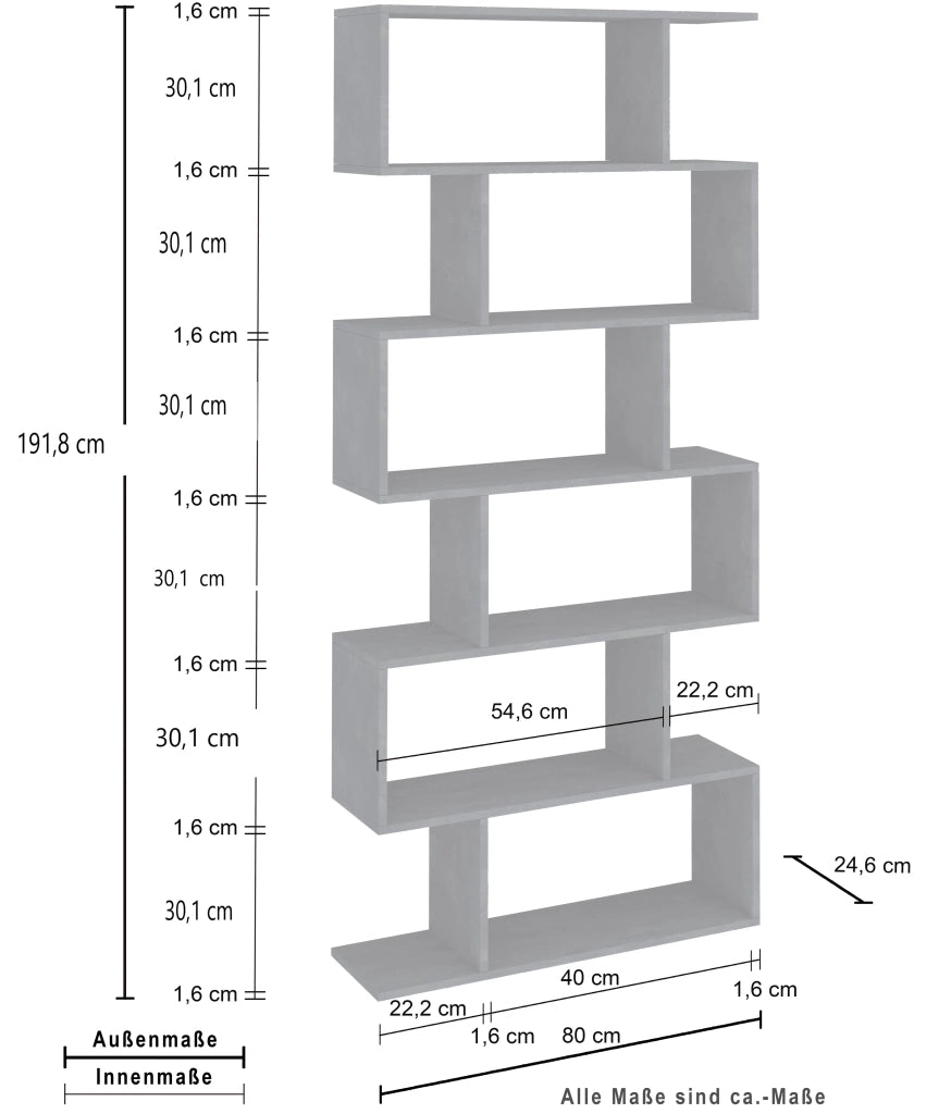 Libreria Calli L 80 x P 24.6 x H 192 cm bianco, portata per ripiano 5 kg