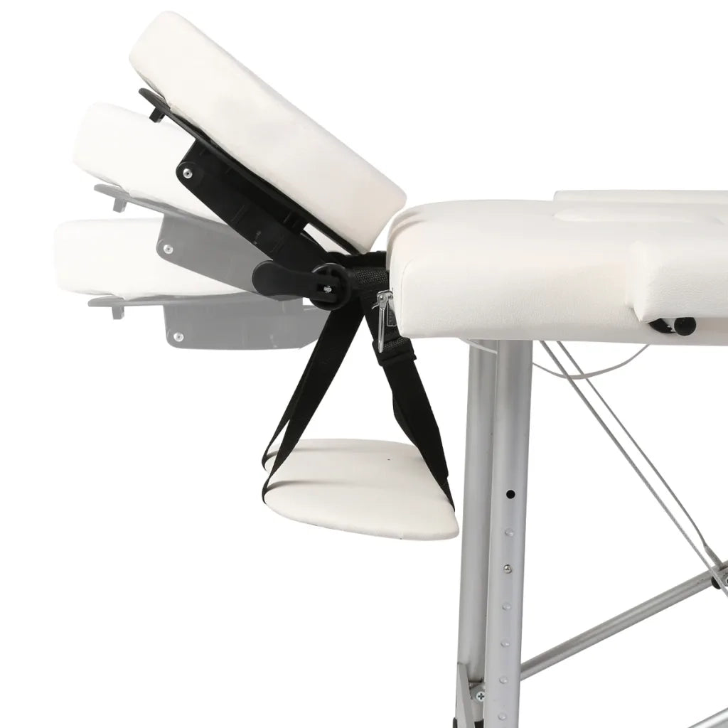 Lettino Massaggio Pieghevole Crema 3 Zone con Telaio Alluminio CFW5010268