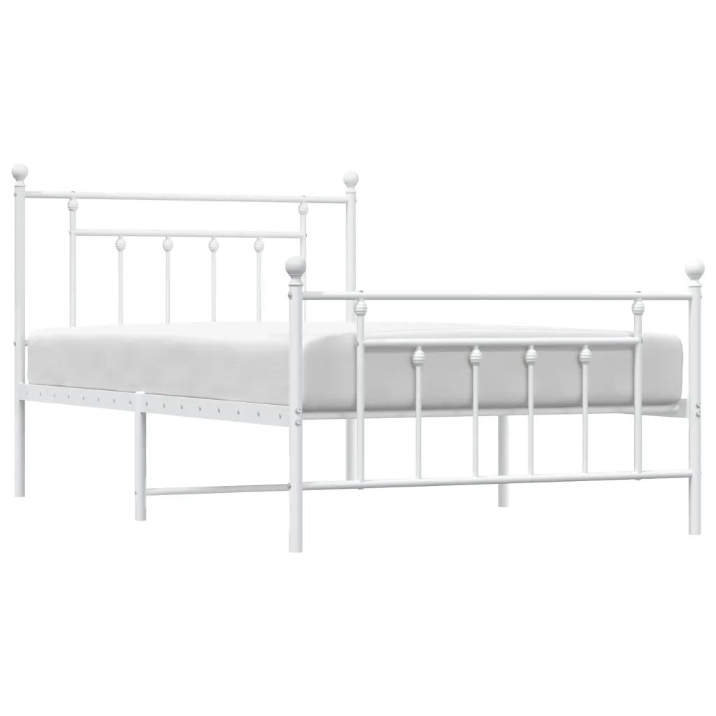 Giroletto con Testiera e Pediera-Struttura Letto Metallo Bianco 100x200 cm 758424