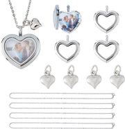 Set di collana DIY - Hanger con Cuore in Vetro - Creazione di Gioielli - Set di Gioielli Personalizzato - Acciaio Inossidabile - 450 mm Lungo